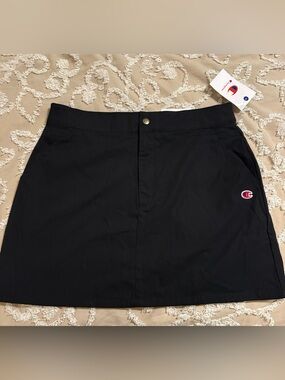 NWT Champion Black Mini Campus Skirt with Embroidered Logo Size 12